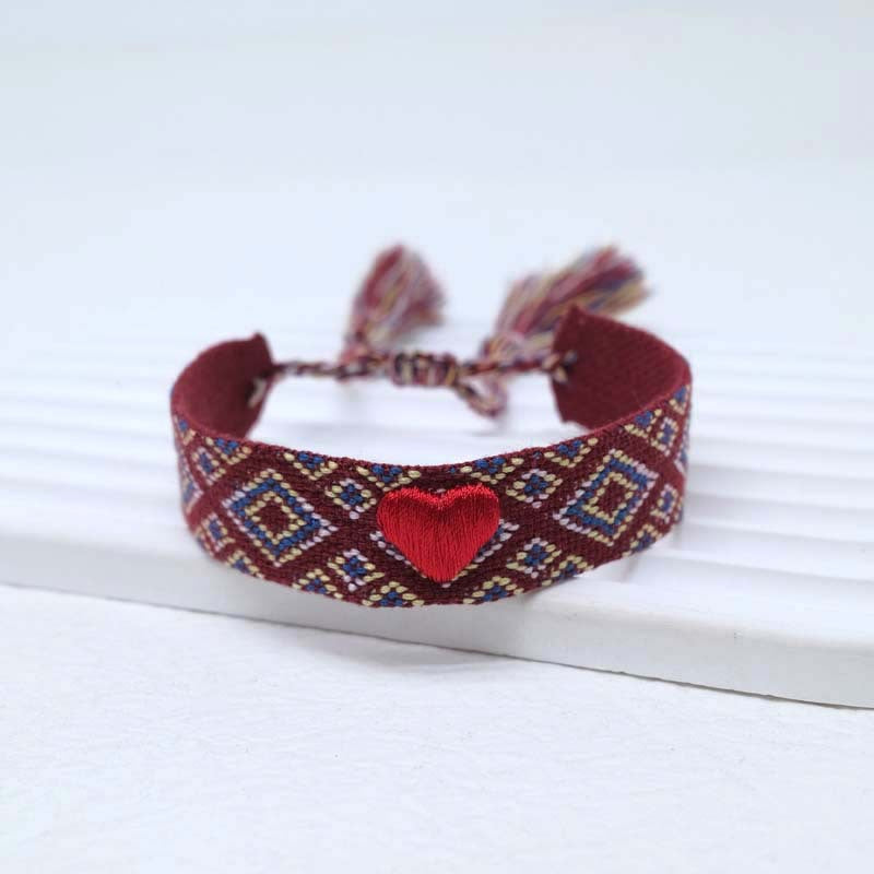 Wholesale Cord Logo Letter Love Woven Tassel Bracelet